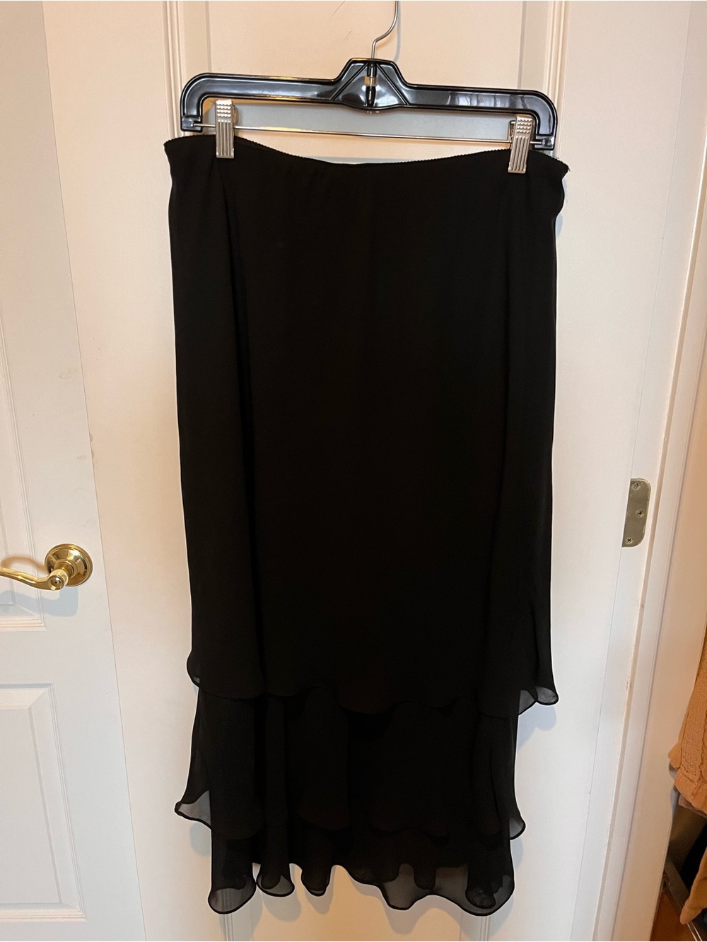 Alex Evenings Black High-Low Ruffle Hem Skirt